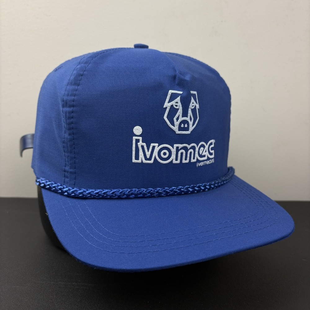 Vintage Royal Blue Rope Snapback Hat Cap Livestock Farm Vet Ag Promo Swine